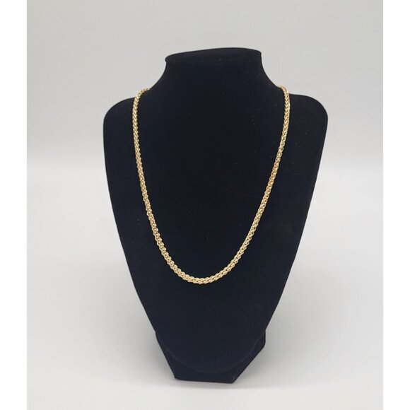 MNG by Mango Gold Tone Wheat Foxtail Rope Chain Necklace - Picture 1 of 9